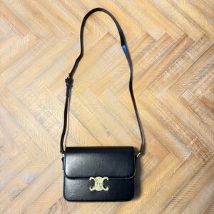 Triomphe Gold Hardware Black Crossbody Bag